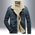 áo jacket Battlefield Jipu Mùa thu và mùa đông Áo khoác denim của nam giới Cổ điển Kích thước lớn Hàng đầu Áo khoác bảo hộ lao động thường ngày Áo khoác nhung của nam giới Cổ áo bóng chày áo khoác dáng dài Áo khoác