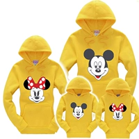 Áo len trẻ em cộng với áo len nhung XL cho phụ huynh-trẻ em mặc áo mùa thu đông 2018 tay dài Mickey ba gia đình đầy đủ áo đẹp mẹ và bé gái