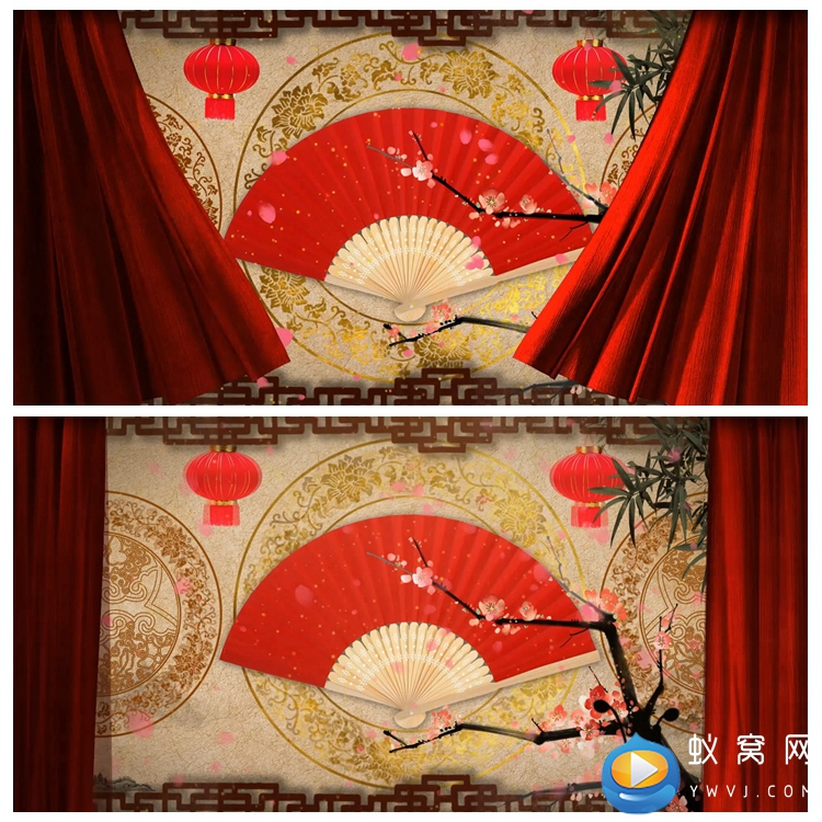 S1737 中国风八屏扇 说学逗唱相声小品戏曲京剧舞LED背景视频
