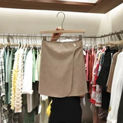 DVZ mùa thu 2019 mới chất liệu váy da PU màu rắn phiên bản Hàn Quốc của eo cao đã mỏng một nút hoang dã Váy chữ A - Váy