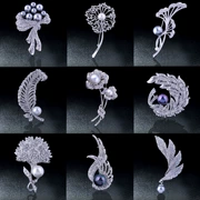 New luxury bầu không khí dát zircon trâm trâm phụ kiện của phụ nữ đơn giản pin Châu Âu và Mỹ khăn lụa khóa tính khí đồ trang sức