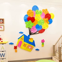 Мультяшный воздушный шар для детской комнаты, трехмерные наклейки на стену, парк развлечений, украшение для детского сада, в 3d формате, раннее развитие