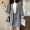 Hàn quốc retro lỏng hai nút kẻ sọc dài tay áo mỏng blazer + đàn hồi eo quần short quần chân rộng phù hợp với