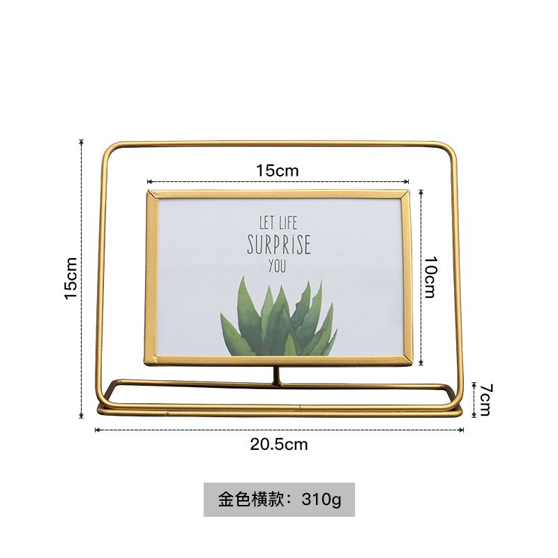 Ornament photo frame-gold horizontal style 6 inches