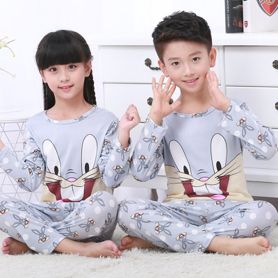 My Long Sleeve BunnyLong sleeve children pajamas summer baby suit male girl pure cotton Spring and Autumn Thin boy Zhongda Tong leisure wear