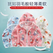 Lưới openwork in áo siêu mỏng điều hòa cho trẻ em áo chống nắng quần áo cotton và vải lanh ngoài trời thoải mái xu hướng học sinh tiểu học mềm - Quần áo ngoài trời cho trẻ em