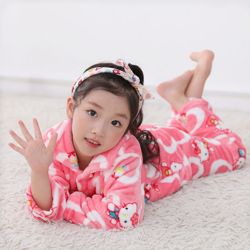 11月25日最新优惠秋冬季儿童睡衣法兰绒宝宝小孩子男童女童大童珊瑚绒加厚款家居服