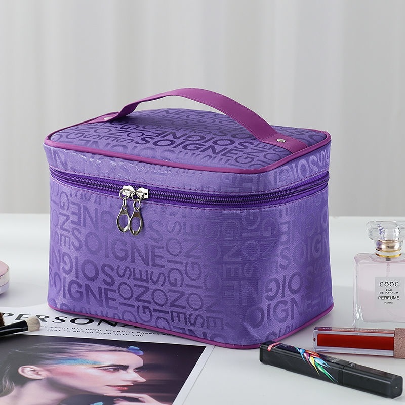 Large Letter Purplemulti-function Cosmetic Bag female Portable 202021 new pattern Superfire ultra-large capacity product storage box Advanced sense suitcase