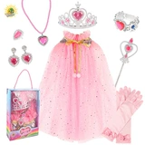 Детский плащ для принцессы, волшебная палочка, перчатки, ожерелье и серьги, игрушка, подарок на день рождения