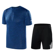 Người đàn ông mạnh mẽ ngày hè phù hợp với thể thao nam chạy thiết bị quần short nhanh khô quần áo thể thao ngắn tay giản dị quần áo hai mảnh - Quần áo tập thể hình