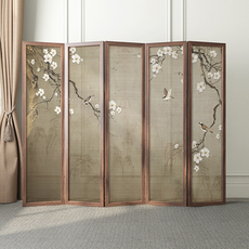 ширма 中式屏风隔断客厅入户玄关酒店古典卧室遮挡家用折叠实木折屏移动