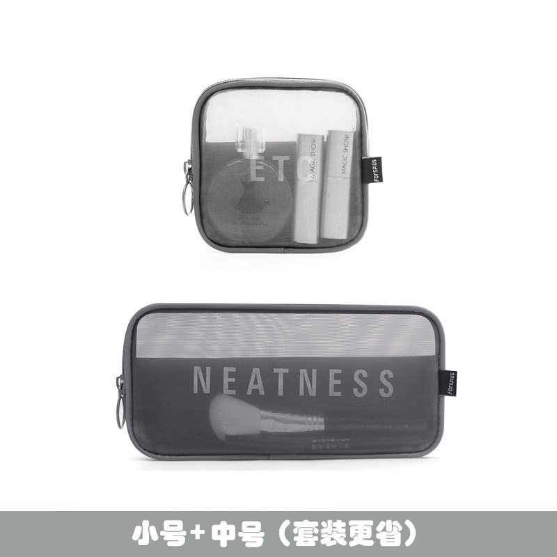 Grey Small Plus Mediumthe republic of korea new pattern Travelling bag trumpet Portable Storage bag With you Mini ma'am Cosmetic Bag transparent Netting Wash bag