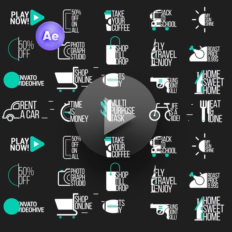 创意文字字幕标题图标动效动画动态特效片头视频AE模板AEP素材