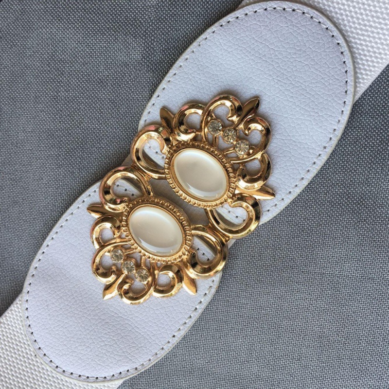 Cat Eye White (About 6.5Cm)Lose money impulse Loose and tight belt Women Tightness elastic force Width Waistband female Dress Fine black belt
