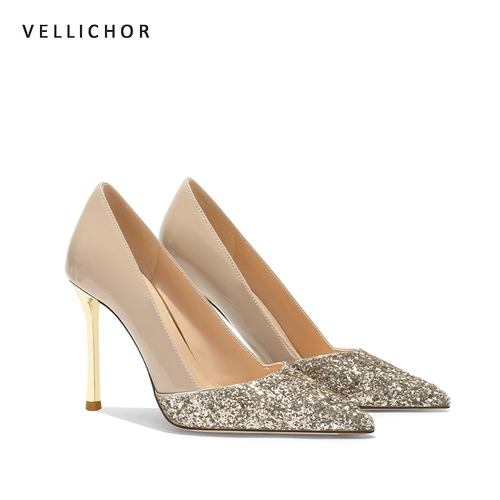 Нюдовые блестки для ногтей, туфли на высоком каблуке с заостренным носом, 2023 года, новая коллекция, 10см