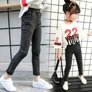 Quần jeans bé gái 2019 quần áo xuân hè chân nhỏ quần bút chì mùa thu mới Quần áo trẻ em Hàn Quốc quần trẻ em màu đen - Quần jean