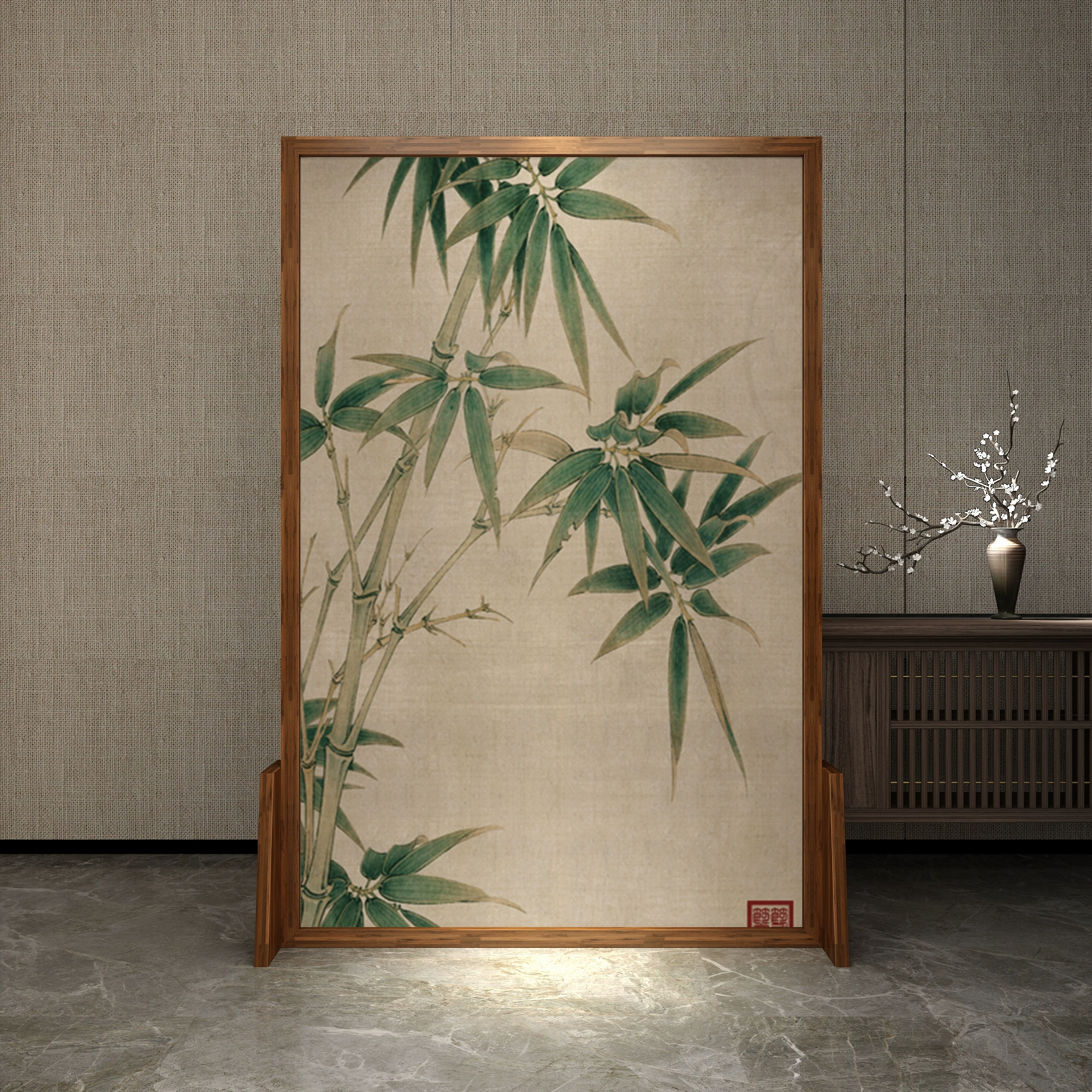 Tùy chỉnh 
            mới phong cách Trung Quốc mực bức tranh phong cảnh lối vào gỗ nguyên khối lối vào phòng khách chặn phòng trà Zen sàn đứng đơn giản vách ngăn màn hình ghế vách ngăn phòng khách bằng gỗ đẹp 