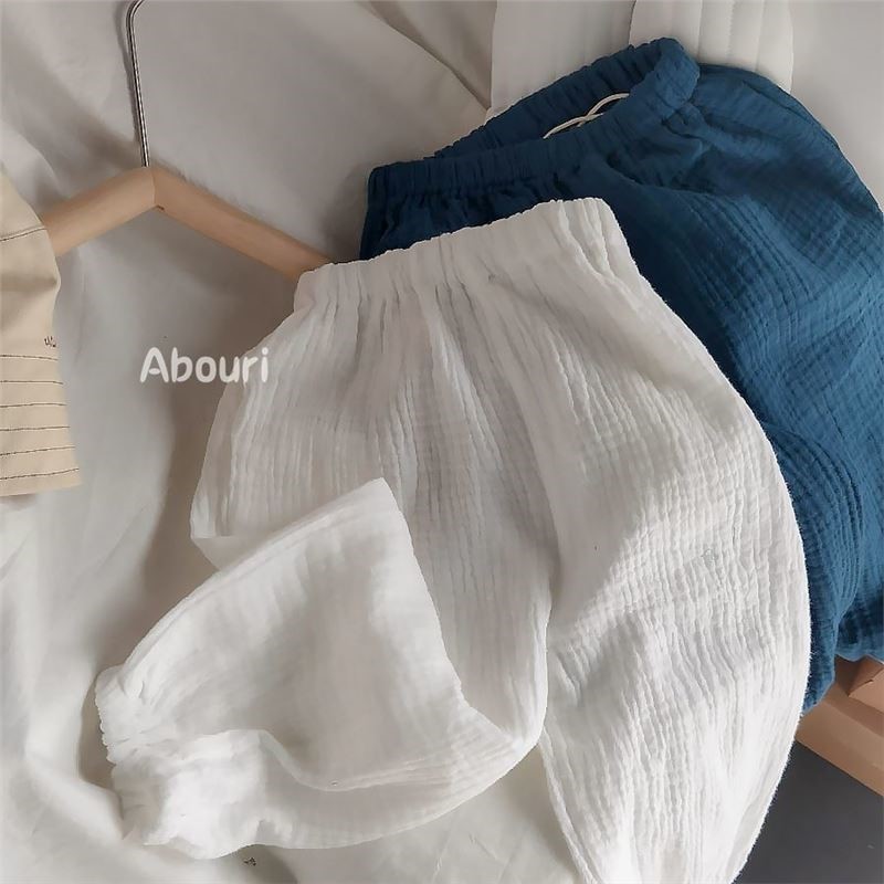 A47-i-whitepeople hand One ~ thin Thorough Cotton yarn fold Fabric the republic of korea men and women children lantern Anti mosquito trousers trousers 2021 summer wear