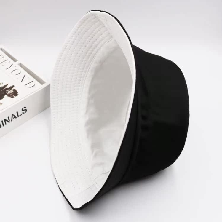 Double Sided (Solid Color Light Board - White - Black) - F52Double sided wear Hat female Women's hat two-sided Embroidery Versatile Basin cap Fisherman hat men and women lovely student Korean version