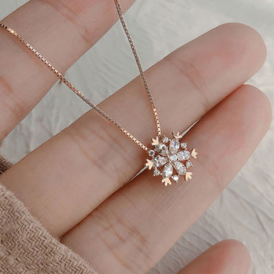 925纯银雪花项链女甜美小众设计感韩版简约ins锁骨链网红轻奢气质