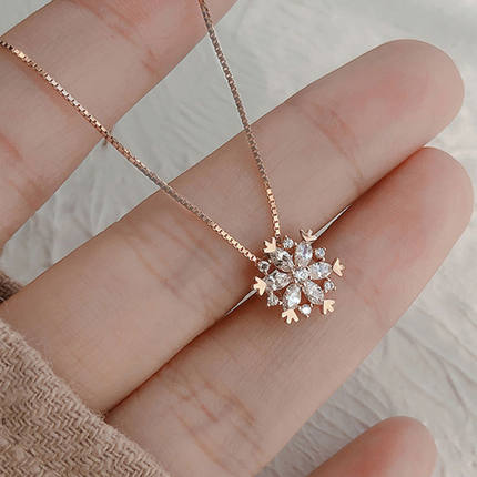 925纯银雪花项链女简约ins锁骨链