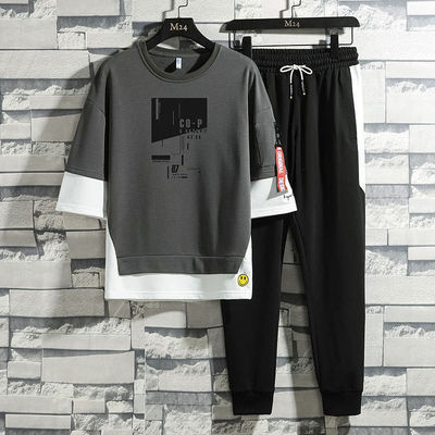 男士套装夏季休闲帅气薄款短袖潮流韩版青少年学生运动一套衣服男