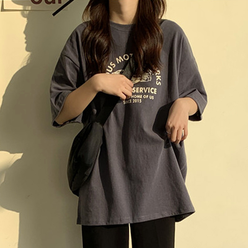 夏季韩版宽松短袖T恤女2023韩版新款bf风大码上衣情侣打底衫女装