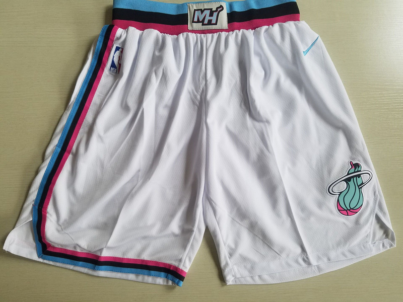 Heat City White Pants21 years basket net Clippers Thunder Miami Heat Tripartite joint name New season City Edition Award Edition Embroidery Basketball pants shorts