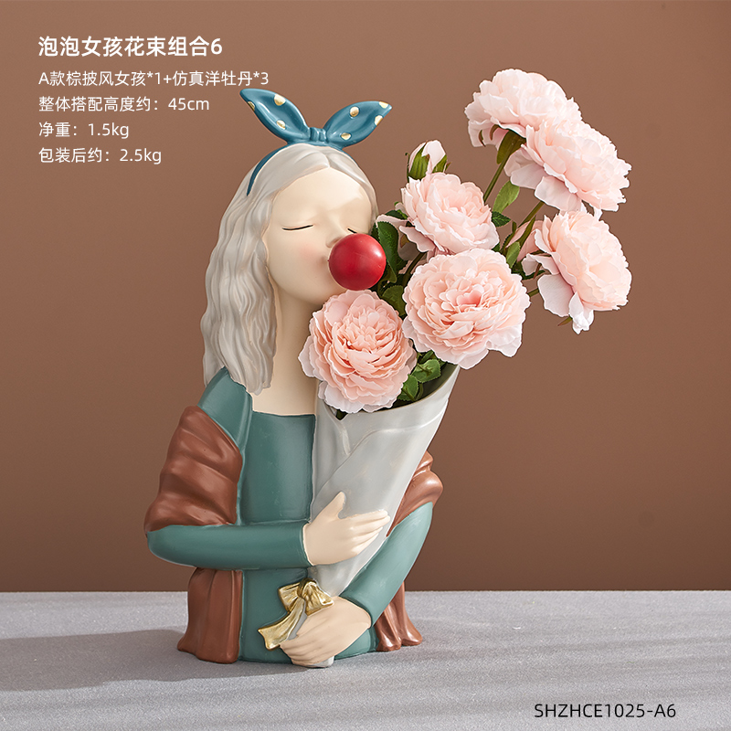 Lake Blueoriginality Home Furnishing give girl student Of marry gift Light luxury Bubbles Zanthoxylum girl Porch TV cabinet ornament Ornaments