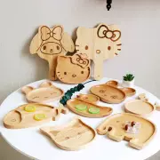 Nhật Bản phong cách bộ đồ ăn bằng gỗ sáng tạo phim hoạt hình trẻ em tấm dễ thương khay gỗ lưới tấm món ăn - Tấm