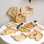 Nhật Bản phong cách bộ đồ ăn bằng gỗ sáng tạo phim hoạt hình trẻ em tấm dễ thương khay gỗ lưới tấm món ăn - Tấm khay tra dep