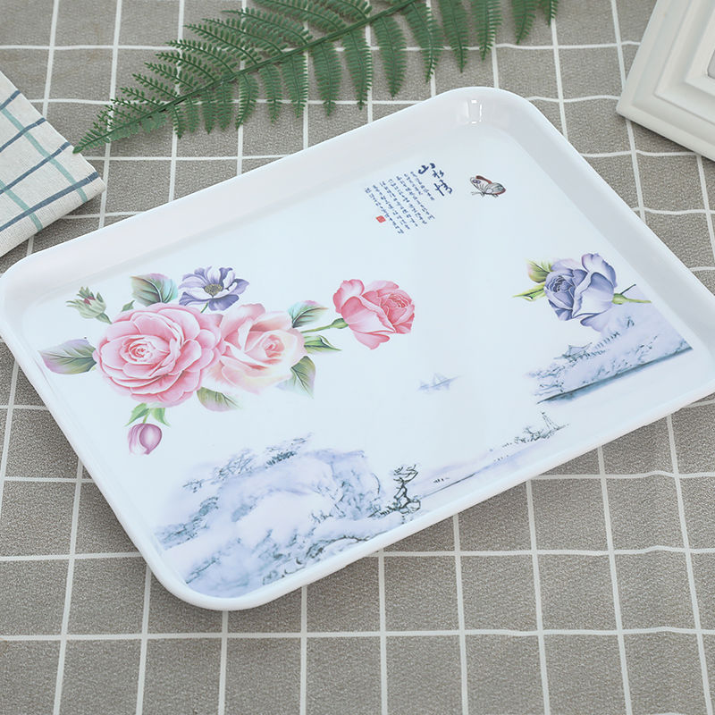 Khay hình chữ nhật hộ gia đình khay trà tròn khay melamine phong cách Châu Âu cốc nước khay trà nhựa khay bảo quản bánh ngọt khay khay gỗ bê đồ khay gỗ gói quà tết
