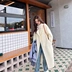 măng tô nữ 2023 Khí chất Retro Áo khoác len hai dây khâu tay nữ phong cách Hàn Quốc Áo khoác len hai mặt dáng rộng mùa thu đông áo khoác nỉ nữ Trench Coat