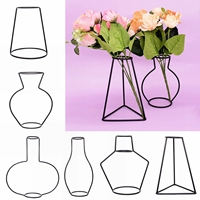 Black Retro Iron Line Table Flowers Vases Nordic Home Decora