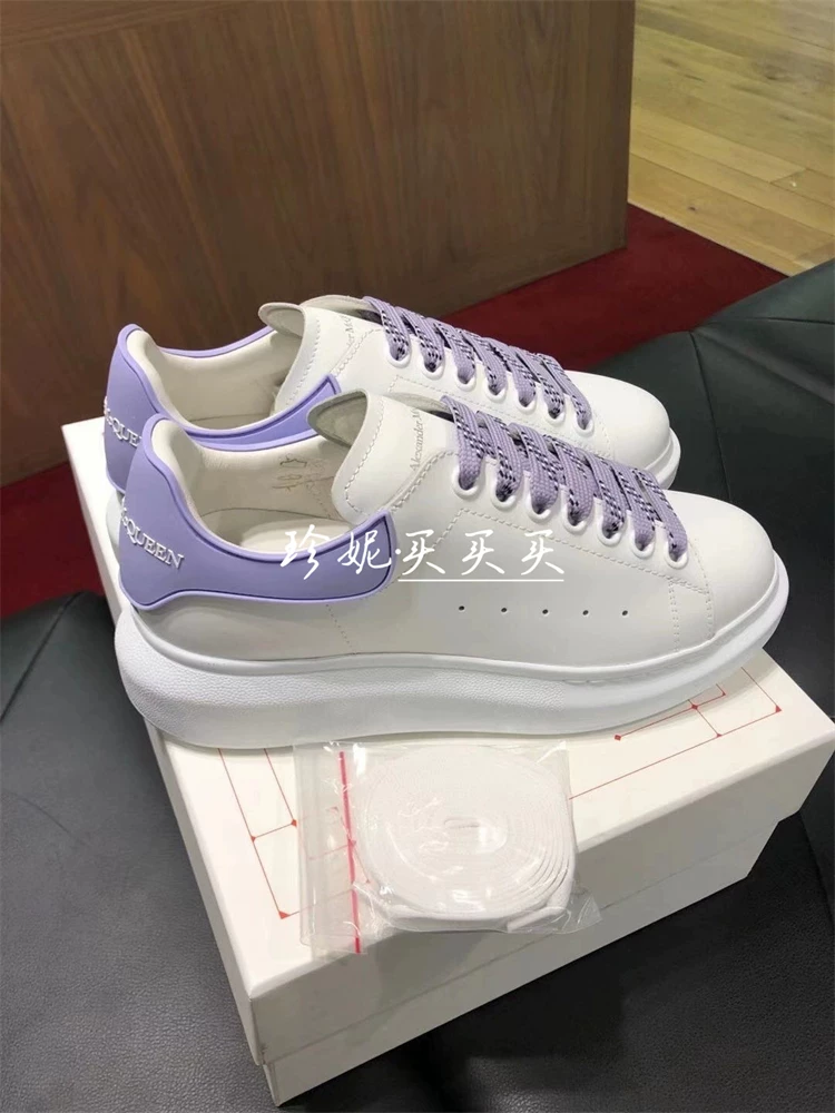 Прямая покупка в Гонконге, маленькие белые туфли McQueen McQueen, каплевидный хвост, толстая подошва, мужская повседневная обувь