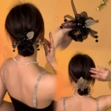 Ткань, изысканный элегантный аксессуар для волос, легкий роскошный стиль, в цветочек, изысканный стиль