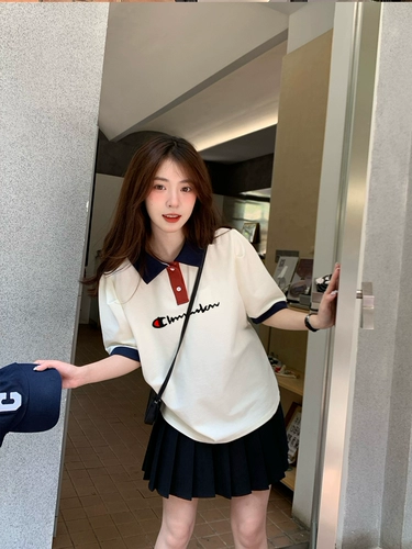 Сексуальная футболка для школьников, воротник поло, оверсайз