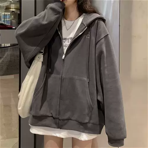 ЖЕНСКИЕ ХОРАНЖУКА стильные худи на молнии Oversized однотонные P
