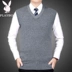 Mùa xuân và mùa thu nạp playboy len vest nam V-Cổ cashmere ấm không tay áo len áo len vest áo len Dệt kim Vest