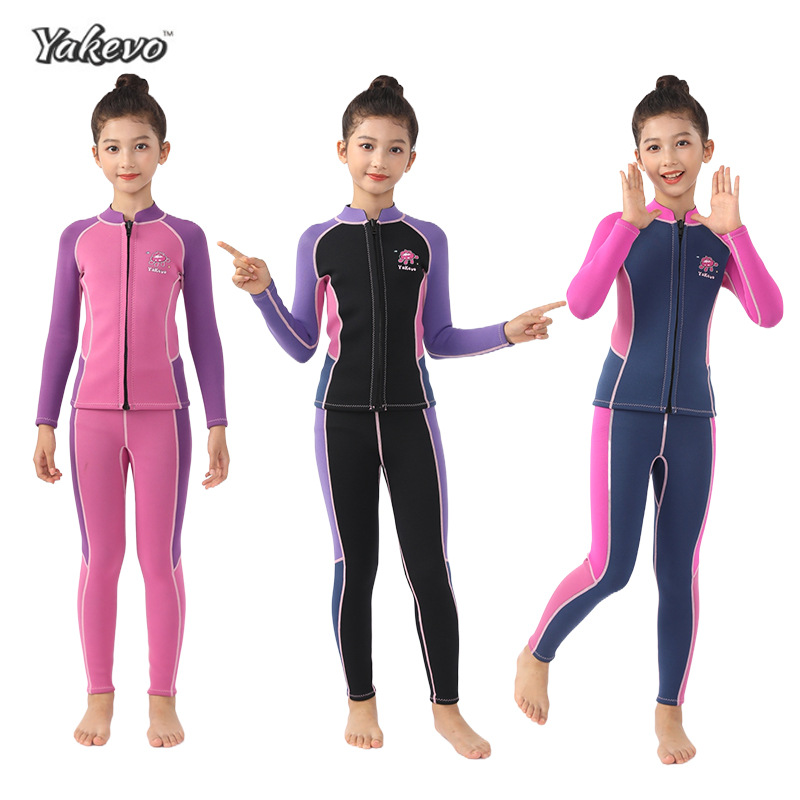 Children's Warm Swimsuit Boys and Girls Split Diving Suit Long-sleeved Trousers Thickened Cold-proof Swimming Surfsuit for Children