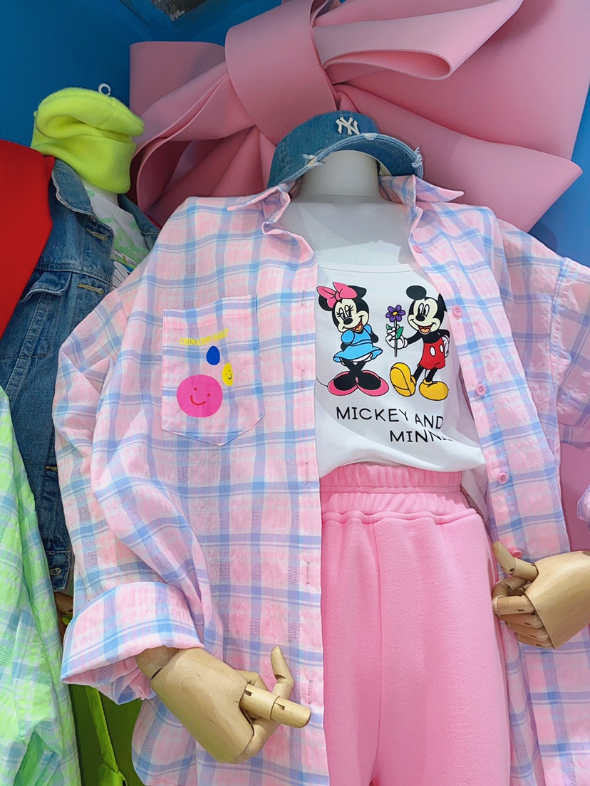 Violetsmiling face shirt female 2021 early spring new pattern the republic of korea Dongdaemun Girlish Cartoon lattice Long sleeve jacket Sunscreen shirt