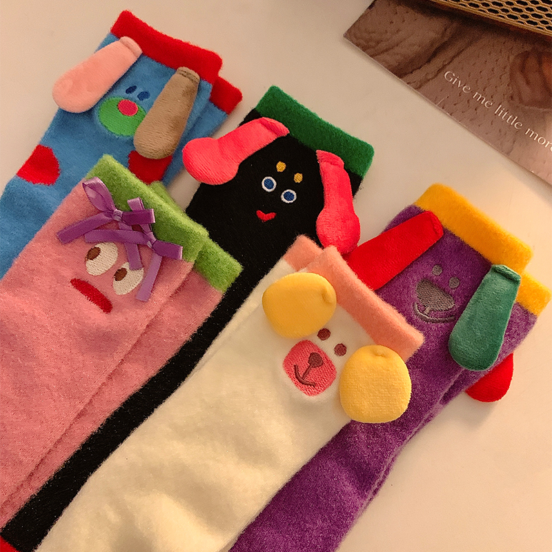 Ugly cute funny stuffed socks children's socks niche cute couples sleeping socks warm thick autumn and winter tide net red