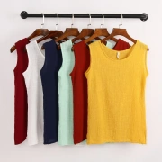 2018 mùa hè thường đa năng cotton sling đáy áo sơ mi nữ văn học fan loose đơn giản linen không tay vest