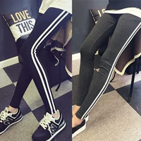 Cộng với nhung dày mùa thu và mùa đông phụ nữ mới mang thai quần legging cotton quần lửng ống rộng size 200 quần dạ dày quần áo bầu cao cấp