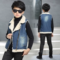 Trẻ em mặc vest denim trẻ em xuân hè 2018 mới lớn cho trẻ em vest mùa thu Phiên bản Hàn Quốc của áo vest nam vai thủy triều - Áo thể thao áo khoác tập gym nữ