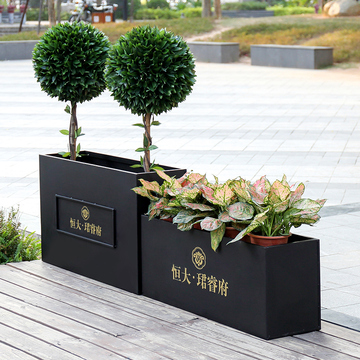 【天猫】 定制移动花坛池金属长方形绿植外摆花槽花箱隔断铁艺花箱
