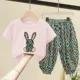 Письмо -кролик розовый T+брюки народного стиля
