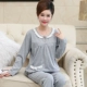 Mùa xuân và mùa thu các bà mẹ đồ ngủ cotton dài tay trung niên cotton nữ trung niên và người cao tuổi mùa thu và mùa đông mô hình kích thước lớn phù hợp với dịch vụ nhà - Nam giới