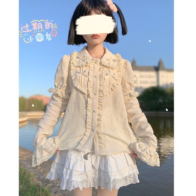 taobao agent Spring autumn doll, demi-season long-sleeve, top, Lolita style, doll collar
