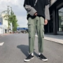 Quần nam phiên bản Hàn Quốc của xu hướng quần âu ống rộng quần nam ống thẳng cộng với nhung lỏng in quần yếm nam thương hiệu thủy triều quần giữ nhiệt nam
